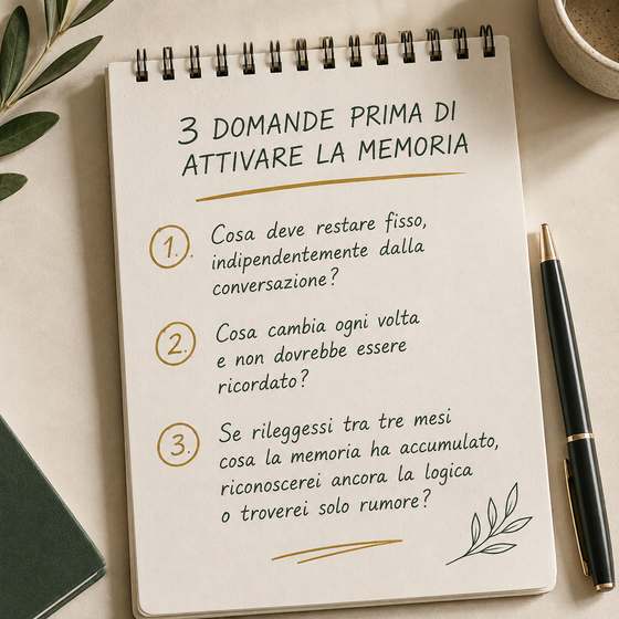 Memoria AI nei progetti: le 3 domande da farsi prima di attivare la memoria
